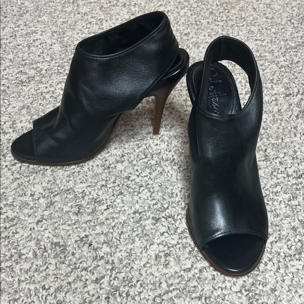 Cole Haan Black Open-Toe Heels